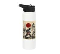 Vintage Japanese Sumi-e Sasquatch Samurai Cryptid Art Stainless Steel Insulated Water Bottle