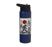 Vintage Japanese Sumi-e Sasquatch Samurai Cryptid Art Stainless Steel Insulated Water Bottle