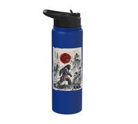 Vintage Japanese Sumi-e Sasquatch Samurai Cryptid Art Stainless Steel Insulated Water Bottle