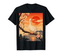 Vintage Japanese Sunset Cherry Blossoms Sakura Goose T-Shirt