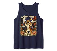 Vintage Japanese Tiger Art Floral Streetwear Warrior Mindset Tank Top