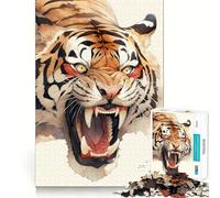 Vintage Japanese Tiger Jigsaw Puzzles for Adults 1000 Mind Boost Game Uniform Size Precise Pieces Travel-friendly Brain Game Gift (50x75cm)