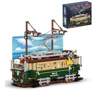 Vintage Japanese Tram Building Blocks Set, Modular Urban City Series Train Bricks Model with Openable Roof & Streetscape, Decor, Festival Birthday Gifts for Adults and Teens (1955 PCS)