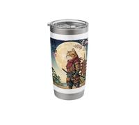 Vintage Japanese Ukiyo-e Samurai Cat Warrior Art Stainless Steel Insulated Tumbler