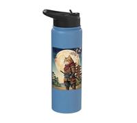 Vintage Japanese Ukiyo-e Samurai Cat Warrior Art Stainless Steel Insulated Water Bottle