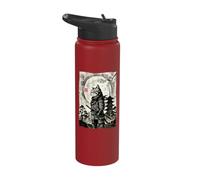 Vintage Japanese Ukiyo-e Samurai Cat Warrior Art Stainless Steel Insulated Water Bottle