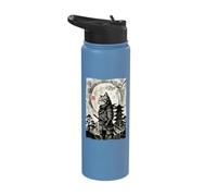 Vintage Japanese Ukiyo-e Samurai Cat Warrior Art Stainless Steel Insulated Water Bottle