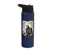 Vintage Japanese Ukiyo-e Samurai Cat Warrior Art Stainless Steel Insulated Water Bottle