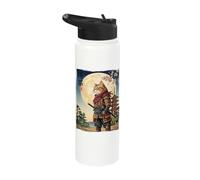 Vintage Japanese Ukiyo-e Samurai Cat Warrior Art Stainless Steel Insulated Water Bottle