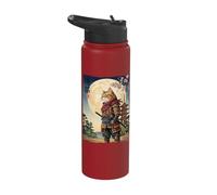 Vintage Japanese Ukiyo-e Samurai Cat Warrior Art Stainless Steel Insulated Water Bottle