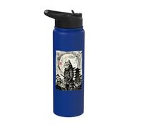 Vintage Japanese Ukiyo-e Samurai Cat Warrior Art Stainless Steel Insulated Water Bottle