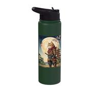 Vintage Japanese Ukiyo-e Samurai Cat Warrior Art Stainless Steel Insulated Water Bottle