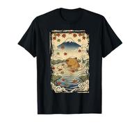 Vintage Japanese Ukiyo-e Zen Capybara Hot Spring Art T-Shirt