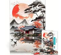 Vintage Japanese Village Jigsaw Puzzle 1000 Piece Creative Skill Toy Clean Cut Sturdy Components Travel-friendly Brain Game Gift (38x52cm)