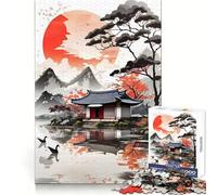 Vintage Japanese Village Puzzles for Adults 1000 Piece Cognitive Boost Leisure Activity Nice Gift (38x26cm)