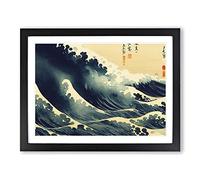 Vintage Japanese Wave Vol.3 H1022 Framed Print for Living Room Bedroom Home Office Décor, Wall Art Picture Ready to Hang, Black A2 Frame (64 x 46 cm)