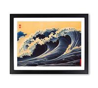 Vintage Japanese Wave Vol.4 H1022 Framed Print for Living Room Bedroom Home Office Décor, Wall Art Picture Ready to Hang, Black A4 Frame (34 x 25 cm)