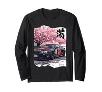 Vintage JDM Drift Race Car Kanji Sakura Flower Blossom Art Long Sleeve T-Shirt