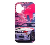 Vintage JDM Drift Race Car Sunrise Sakura Flower Blossom Art Case for iPhone 16