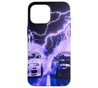 Vintage JDM Drift Racing Cars Tokyo Lightning Night Scene Case for iPhone 16 Pro Max