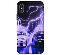 Vintage JDM Drift Racing Cars Tokyo Lightning Night Scene Case for iPhone X/XS