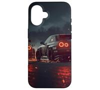 Vintage JDM Japanese Drift Racing Cars Rainy Night Scene Art Case for iPhone 16