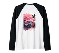 Vintage JDM Legend Drift Race Car Sakura Blossom Art Raglan Baseball Tee