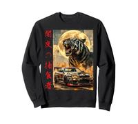 Vintage JDM Legend Drift Race Car Tiger Full Moon Art Sweatshirt