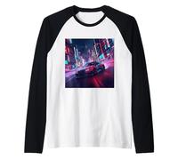 Vintage JDM Legend Drift Racing Car Tokyo Skyline At Night Raglan Baseball Tee