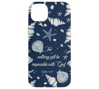 Vintage Jesus Bible Verse Christian SeaShell Sea Blue Case for iPhone 14 Plus