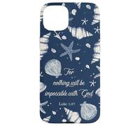 Vintage Jesus Bible Verse Christian SeaShell Sea Blue Case for iPhone 15 Plus