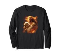 Vintage Jesus Lion And Lamb Fire Christian Bible Verse Long Sleeve T-Shirt