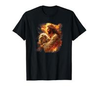 Vintage Jesus Lion And Lamb Fire Christian Bible Verse T-Shirt