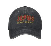Vintage Jesus Rocks Highway to Heaven Baseball Cap Denim Washed Snapback Cap Outdoor Running Golf Adjustable Fit Caps Hat