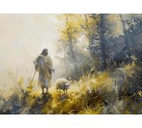 Vintage Jesus With Lost Sheep Canvas Painting Wall Art Jesus Leaves Poster Prints Christian For Living Room Religion Home Decor A16 40X50Cm Unframed
