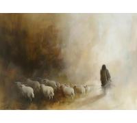 Vintage Jesus With Lost Sheep Canvas Painting Wall Art Jesus Leaves Poster Prints Christian For Living Room Religion Home Decor A18 30X40Cm Unframed