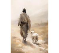 Vintage Jesus With Lost Sheep Canvas Painting Wall Art Jesus Leaves Poster Prints Christian For Living Room Religion Home Decor A1 60X80Cm Unframed