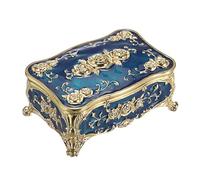 Vintage Jewellery Boxes, Luxury Jewellery Box, Rectangular Metal Jewellery Box, Storage Box for Earrings, Necklaces, Ring as Wedding Gift Decoration for Girls and Women (Blue)