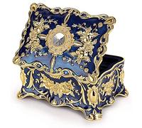 Vintage Jewelry Box Rococo Style Storage Organizer Decorative Treasure Chest Case (Blue)