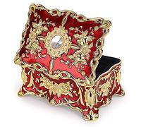 Vintage Jewelry Box Rococo Style Storage Organizer Decorative Treasure Chest Case (Red)
