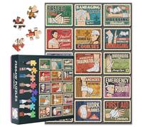 Vintage Jigsaw Puzzles First aid Medical Retro Posters Puzzle for Adults 1000 Pieces, Difficult Impossible Challenges Jigsaw Puzzles for Adults, 19.5 x 27.5 Inch