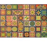 Vintage Jigsaw Puzzles for Adults 1000 Pieces, Colorful Patchwork 1000 Piece Jigsaw Puzzle, Seamless Pattern with Decorative Mandalas Jigsaw Puzzles, 19.5 x 27.5 Inch