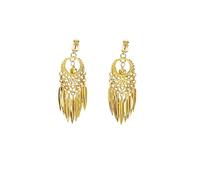 Vintage Jingling bell Dangle Statement Clip On Indian Earring Boho Ethnic for Women Bollywood Traditional Gypsy Bohemian long tassels Drop Festival Holiday Party Non Pierced Ears Jewelry