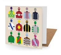 Vintage Jockey Silks Greetings Card Suitable for Birthdays, Thank You, Any Occasion, 15 x 15 cms, Multi-Coloured