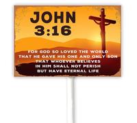 Vintage John 3:16 Christian Yard Sign With Metal Stand 30x20 CM Lawn Garden Decor For God So Loved The World Bible Verse Scripture Jesus Christ Aluminum Plaque Holiday Decoration