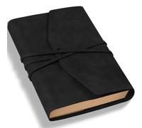 Vintage Journal for Women Men Leather Bound Junk Journal Notebook 160 Pages Book of Shadows Journals for Writing Diary Travel Journaling Sketching Scrapbooking, 5.9x 8.6 in, Soft Cover, Black