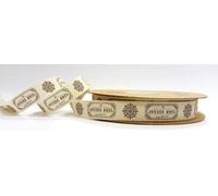 Vintage Joyeux Noel Print on 15mm Cotton Ribbon by Tilly's Trims on a 5m Roll
