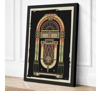 Vintage Jukebox Art Deco Canvas Wall Art Print 24x16 Inch
