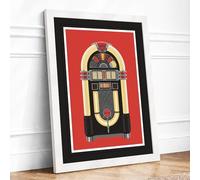 Vintage Jukebox Art Deco Framed Wall Art Print A2 White