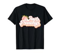 Vintage Just Peachy Peaches Women Summer Fruit Value Graphic T-Shirt, Men, Black, L